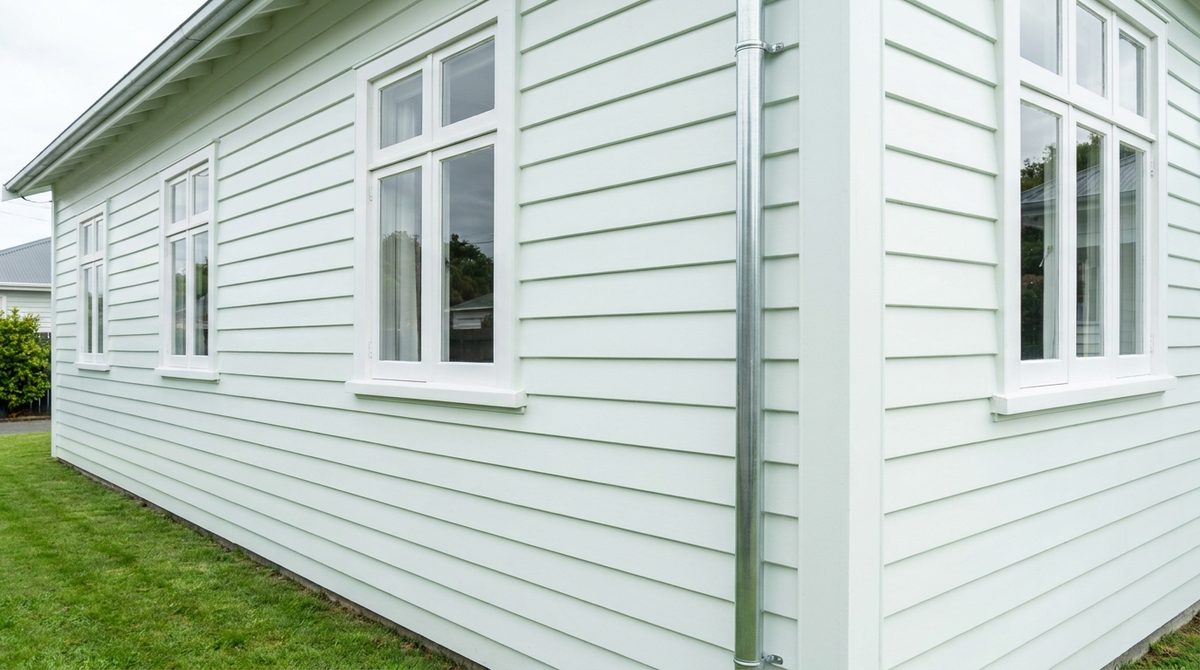 The same wall after a soft wash, an even pale color with clean shadow lines