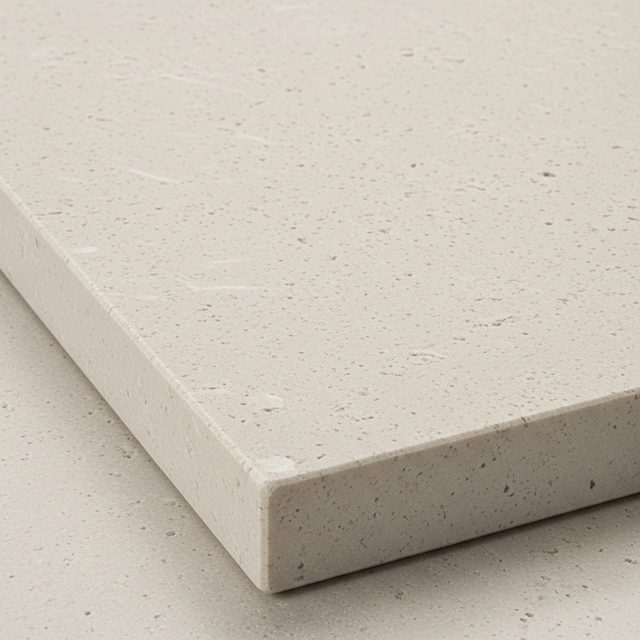 Honed pale limestone countertop with an eased edge