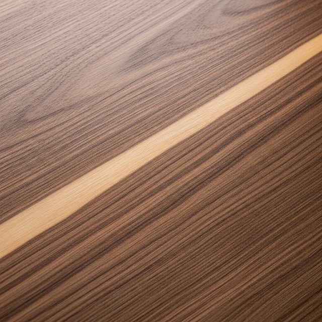 Planed black walnut board with figured grain