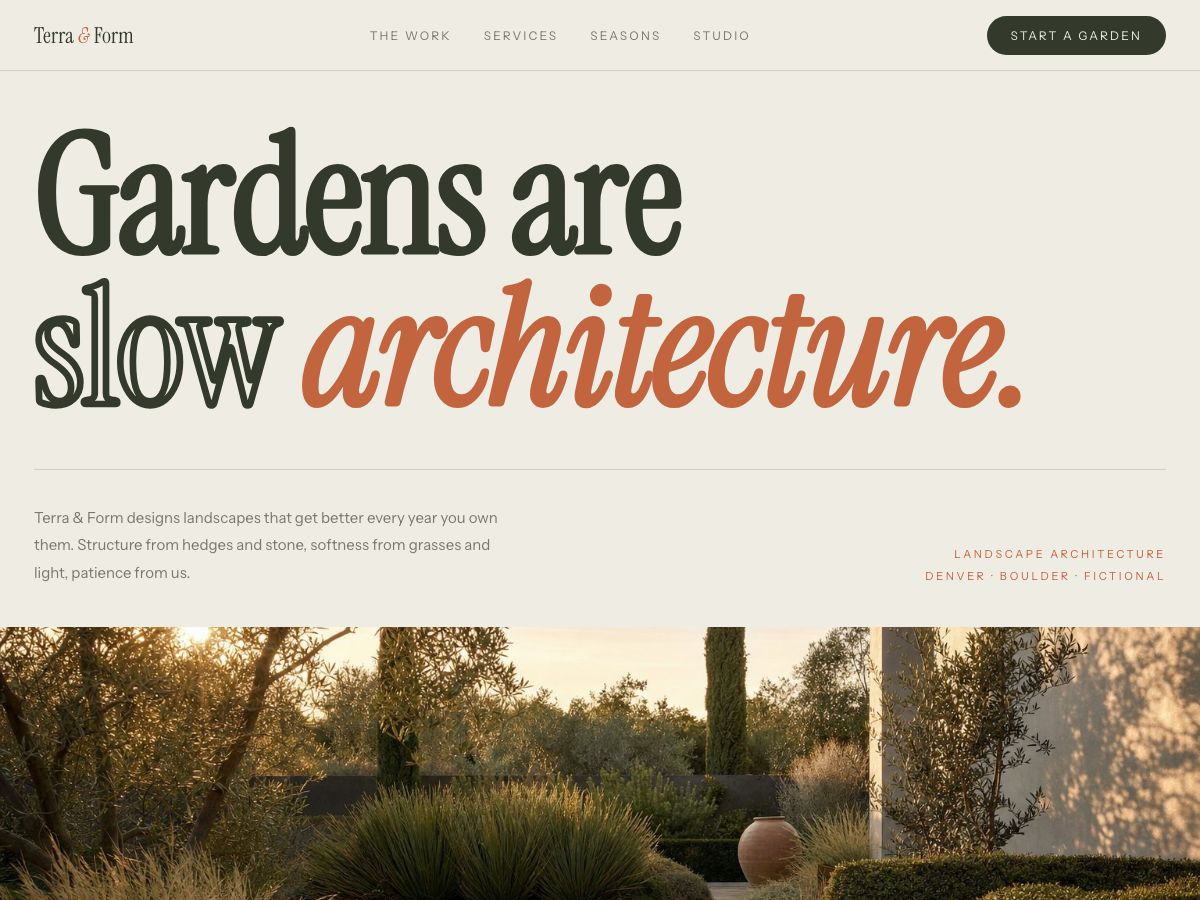 Terra and Form concept homepage